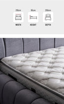 BUBBLE Matelas, Lit coffre et Tête de lit en tissu velours texturé - Gris