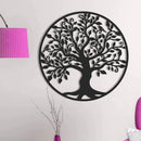 Arbre de vie et oiseaux - Décoration murale ronde en métal