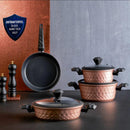 KARACA BIO DIAMOND Batterie de cuisine avec poignées antibactériennes Induction rosegold 7 pièces - Antibakteriyel kulplu Induksiyon tabanli tencere seti 7 parça Rosegold