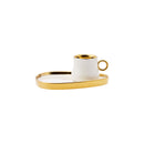 KARACA KLARA Set de 2 tasses à café blanc et doré 100 ml - Beyaz 2 kişilik kahve fincan takımı 100 ml - Set mit 2 weißen und goldenen Kaffeetassen 100 ml