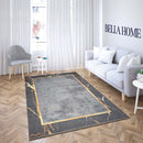 BRILLANT COLIN Gris foncé et Doré Tapis à franges lavable antidérapant et antibactérien